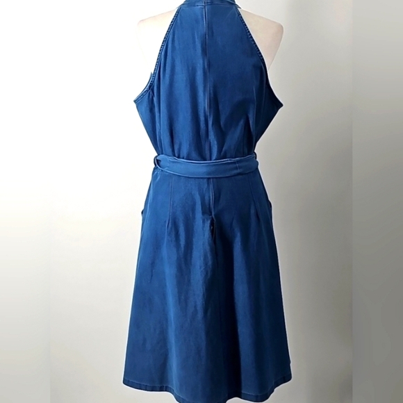 Ashley Stewart Fit & Flare Dress Blue Denim wFront Pockets & Detached Belt Sz:20 - Picture 10 of 13